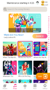 Where Are You Now? on the Just Dance Now menu (2020 update, phone)