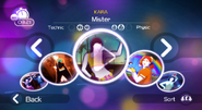 Mister on the Just Dance Wii menu (translated version)