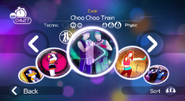 Choo Choo Train on the Just Dance Wii menu (translated version)