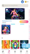 Runaway (U & I) on the Just Dance Now menu (phone)
