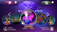 The Power on the Just Dance 3 menu (Wii)