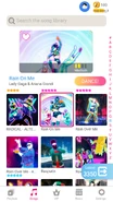 Rain On Me on the Just Dance Now menu (phone)