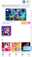 Que Tire Pa Lante on the Just Dance Now menu (phone)