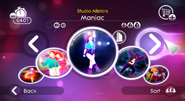 Maniac on the Just Dance 2 menu