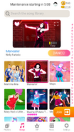 Maneater on the Just Dance Now menu (2020 update, phone)