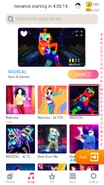 Radical on the Just Dance Now menu (2020 update, phone)