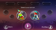 Just Dance 3 coach selection screen (Wii)