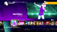 Heart of Glass on the Just Dance 2018 menu