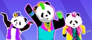 Panda on the icon for the playlist "Panda-monium" (along with other costumes of him (Water Me and Daddy Cool))