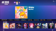 Birthday on the Just Dance Now menu (original, computer)