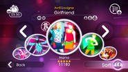 Girlfriend on the Just Dance 2 menu