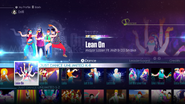 Lean On on the Just Dance 2016 menu