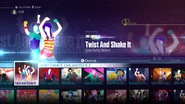 Twist and Shake It on the Just Dance 2016 menu