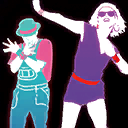 The coach on the Just Dance 2020 sticker album cover for Just Dance (along with Heart of Glass)