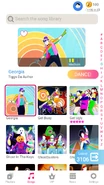 Georgia on the Just Dance Now menu (phone)