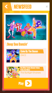 The menu icon erroneously placed in the newsfeed for the "Deep Sea Dancin’" playlist on Just Dance Now