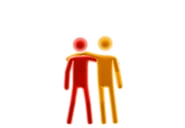 Pictogram error (P1’s right arm blends under P2’s left one)