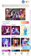 Don’t Go Yet on the Just Dance Now menu (phone)