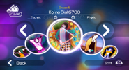 Koi no Dial 6700 on the Just Dance Wii menu (translated version)