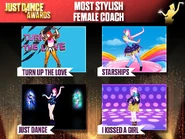 Icona Shard’s Just Dance Award nomination for "Most Stylish Female Coach" (along with Turn Up the Love (P2), Oneeka, and I Kissed a Girl)