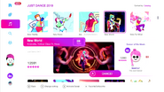 New World on the Just Dance 2019 menu