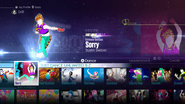 Sorry (Extreme Version) on the Just Dance 2016 menu