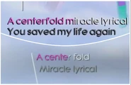 The lyric "A centerfold miracle lyrical" divided into two lines on Just Dance 2018 (below)
