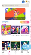 Kulikitaka on the Just Dance Now menu (phone)