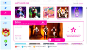 Buttons on the Just Dance 2022 menu