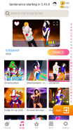 Gibberish on the Just Dance Now menu (2020 update, phone)