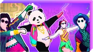 The coaches and the background on the cover for the "Groove and Glitter!" playlist in Just Dance Now (along with Finesse (Remix) (Extreme Version) and I Don't Care)