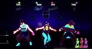 Screenshot of the beta version of the routine (the dancers’ leggings and shoes were originally light blue instead of dark blue and the pictograms have default colors)