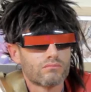 Alkis wearing P2’s wig and visor