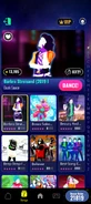 Barbra Streisand on the Just Dance Now menu (2024 update, phone)