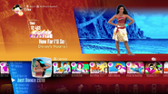 How Far I’ll Go on the Just Dance 2018 menu