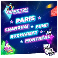 Twitter image post thanking the teams from Paris, Shanghai, Pune, Bucharest, and Montreal