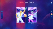 Just Dance 2024 Edition coach selection screen (with swapped coach names)