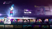 Part of Me on the Just Dance 2016 menu