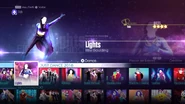 Lights on the Just Dance 2016 menu (8th-gen)