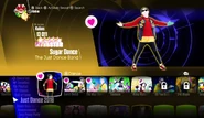Sugar Dance on the Just Dance 2018 menu
