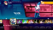 Part of Me on the Just Dance 2018 menu