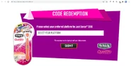 Screenshot of the unused code redemption page