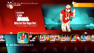 Dogsout jd2018 menu.png (1.07 MB) Who Let the Dogs Out? on the Just Dance 2018 menu