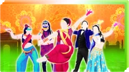 P1 and P2 on the icon for the Just Dance Now playlist "Raise the Flag!" (along with Fancy (Indian Version), Charlie and Mohini)