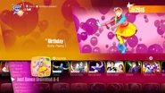 Birthday on the Just Dance 2018 menu