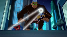 Stargirl saves Superman from Titano's monkey business
