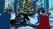 Batman's headlock makes Grundy hear bells jingle