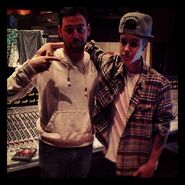 Justin Bieber with Scooter Braun in the studio 2012