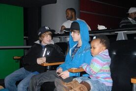 Justin Bieber talking to Christian Beadles