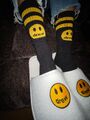 Striped Mascot Socks - Black / Golden $20